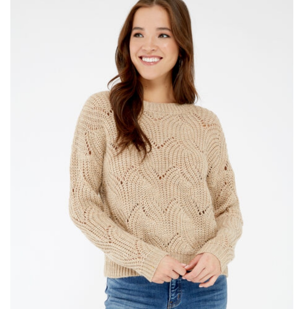 Silver Jeans Co / pointelle crew neck / M